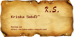Kriska Sebő névjegykártya